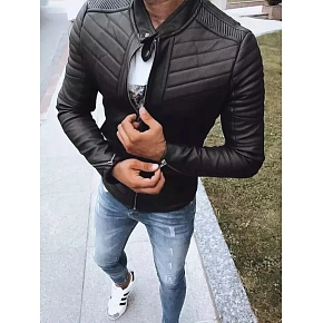 Pánská kožená bunda TX4243 černá - FashionStreet