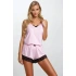 Piżama damska Laura jasnoróżowa z czarnym - Momenti Per Me