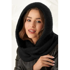 Dámská komínová šála s kapucí 48-495 Černá - AJS