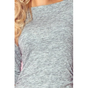 Damska sukienka z rękawem 3/4 w kolorze jasnoszarym - Szary - Numoco