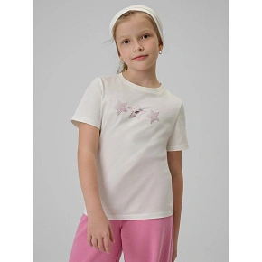 T-shirt regular z nadrukiem dziewczęcy 4F 4FJRSS26TTSHF3455-11S dětské