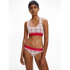 Komplet bielizny damskiej - QF6703E - VH8 - Szary z czerwonym wzorem - Calvin Klein