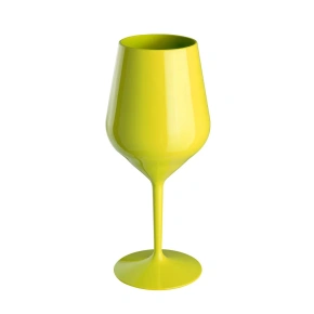 Żółty nietłukący plastikowy kieliszek do wina 470 ml, opakowanie 6 szt