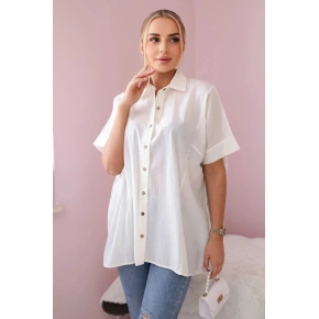 Bawełniana koszula z krótkim rękawem 28838 ecru - Kesi