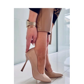Damskie szpilki na obcasie NF-79P beżowe - Inello