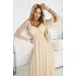 Dlouhé lehké třpytivé šaty 655-4  béžové - Numoco