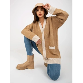 Sweter damski LC SW 0258.03P Brązowo-beżowy - Rue Paris