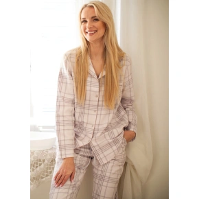 Piżama damska LNS 401 Jasnobeżowy wzór - Key