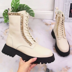 Skórzane ocieplane buty z łańcuchem Artiker W HBH40