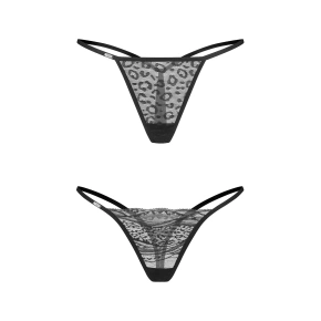 Dámská sexy tanga Clara 2-Pack černé - Obsessive