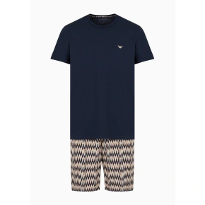 Piżama męska 112101 4R583 18855 brązowa z wzorem - Emporio Armani