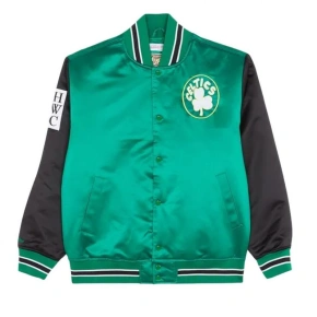 Kurtka Mitchell & Ness NBA Boston Celtics Primetime Heavyweight Satin Jacket Vintage Logo Celtics M JK8453-BCEKYGN pánské Kurtka Mitchell & Ness NBA Boston Celtics Primetime Heavyweight Satin Jacket Vintage Logo Celtics M JK8453-BCEKYGN pánské