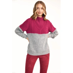 Sweter damski model 159521 fuksja szary - Nife