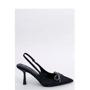 Satynowe czółenka damskie z odkrytymi palcami K217 Czarne - Mix Feet