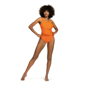 Damski jednoczęściowy strój kąpielowy S36W-27 Fashion sport pomarańczowy - Self