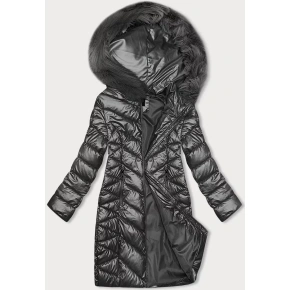 Damska zimowa kurtka pikowana (16M9100-105) grafitowy - J.Style