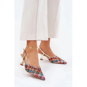 Dámské lodičky na jehlovém podpatku 8338-302 Zlatá mix barev - DAY-VINE Shoes