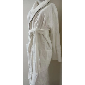 ACTION Welurowy szlafrok frotte biały w paski - Vestis