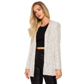 Cekinowa kurtka bez guzików M724 szampan - Moe