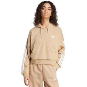 Bluza damska Essentials 3-Stripes French Terry Hoodie Quarter Zip beżowa JX7676