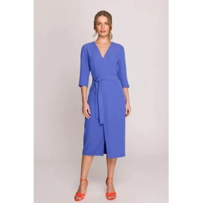 Sukienka z zawijanymi detalami S396 niebieski - Stylove