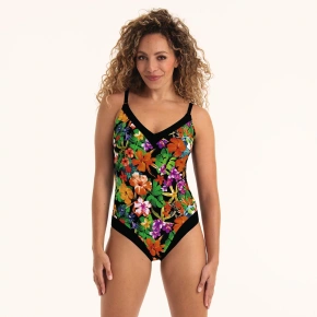 Jednoczęściowy strój kąpielowy Mabela 7735 czarno-żółty - RosaFaia