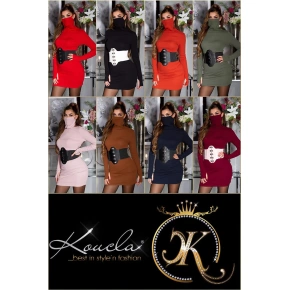 Modna dopasowana sukienka z maską K7835 - Koucla