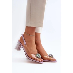 Sandały na obcasie MR38-444 srebrno-przezroczysty - Podążaj za modą