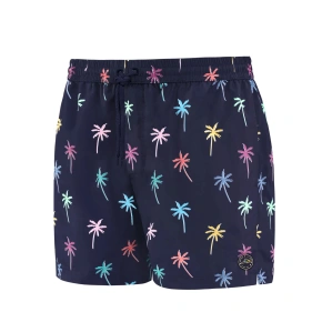 Męskie szorty kąpielowe Happy Self SM29-23 ciemnoniebieskie/kwiaty - wzór - Self