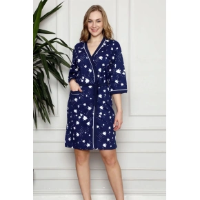 Damski szlafrok Y19252 tm. niebieski z rybą - La Penna
