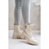 Damskie sznurowane buty za kostkę 089 model 201747 Ecru - Super Me