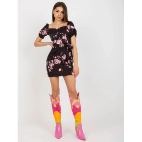 Dámské šaty LK SK 508641.29 Černá s růžovou vzor - FPrice