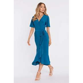 Zavinovací midi šaty M912 mořsky modré - Stylove Zavinovací midi šaty M912 mořsky modré - Stylove