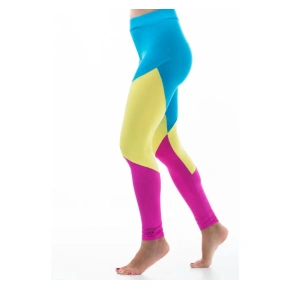 Damskie długie legginsy Rio A6102 niebieskie/żółte/różowe - Litexo