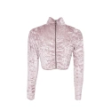 Welurowy top damski 15570 pudrowy beż - BSL
