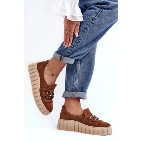 Półbuty damskie 3398 brązowe z beżem - Lewski Shoes