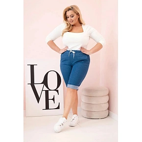 Dámské bavlněné šortky Plus Size tmavě modré - Kesi