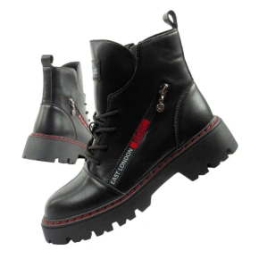 Lee Cooper buty botki trapery damskie sztyblety skórzane ocieplane czarne czerwone dámské