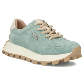 Skórzane półbuty sneakersy na platformie zielone Filippo DP7498 dámské
