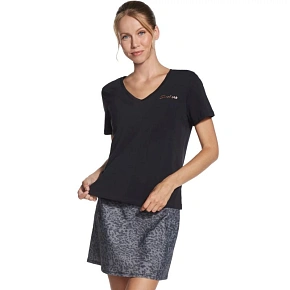 Skechers Signature V-Neck Tee TP167-BLK Czarne L Skechers Signature V-Neck Tee TP167-BLK Czarne L