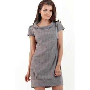 Sukienka damska A220 szara w kratkę - Awama