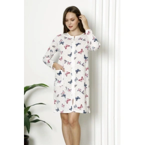 Szlafrok damski K13038 biały w motyle - La Penna