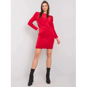 Zamszowa sukienka damska WN SK H614.34X czerwona - Rue Paris