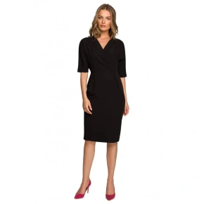 Damska sukienka kopertowa S313 czarny - Stylove