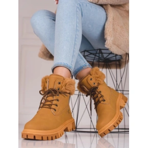 Botki damskie z futerkiem OH-20Y Camel - RARLON