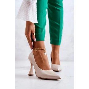 Damskie szpilki na obcasie 6AD/23 Beżowe - LEWSKI