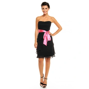 Czarna gorsetowa sukienka MAYAADI z kokardą i spódnicą z falbanami - Czarny - MAYAADI