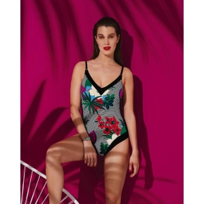 Strój kąpielowy jednoczęściowy 7728 M2 czarny z nadrukiem - Anita