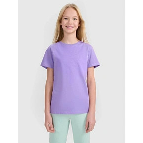 T-shirt regular z nadrukiem dziewczęcy 4F 4FJWSS25TTSHF2176-51S