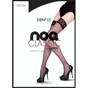 Dámské samodržící punčochy Knittex Nicole 15 den Černá - Knittex NOQ